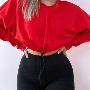 Red Cropped Crewneck